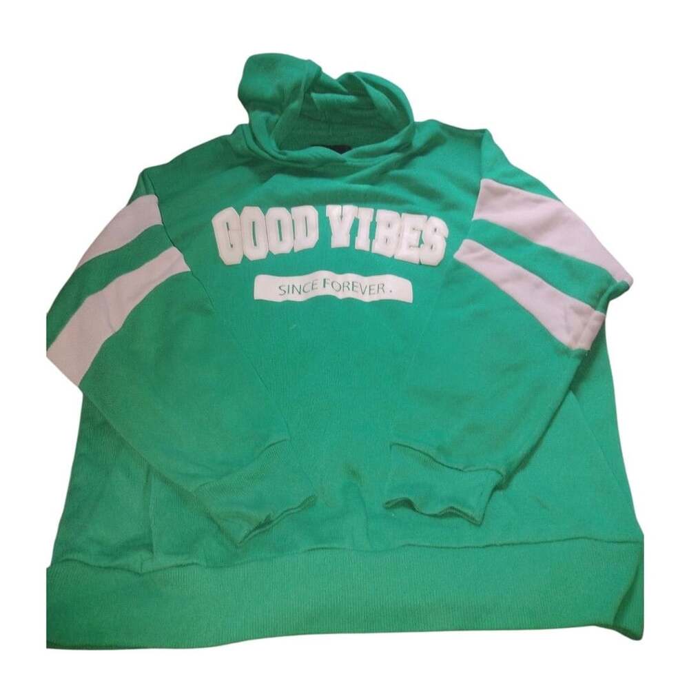 Louise Paris Good Vibes Hoodie Size 2X Green Pullover